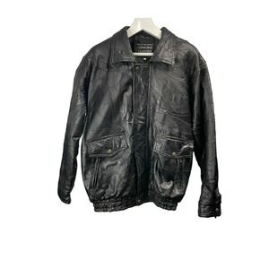 Vintage‎ Black Men's Patchwork Leather Bomber Jacket size 3X